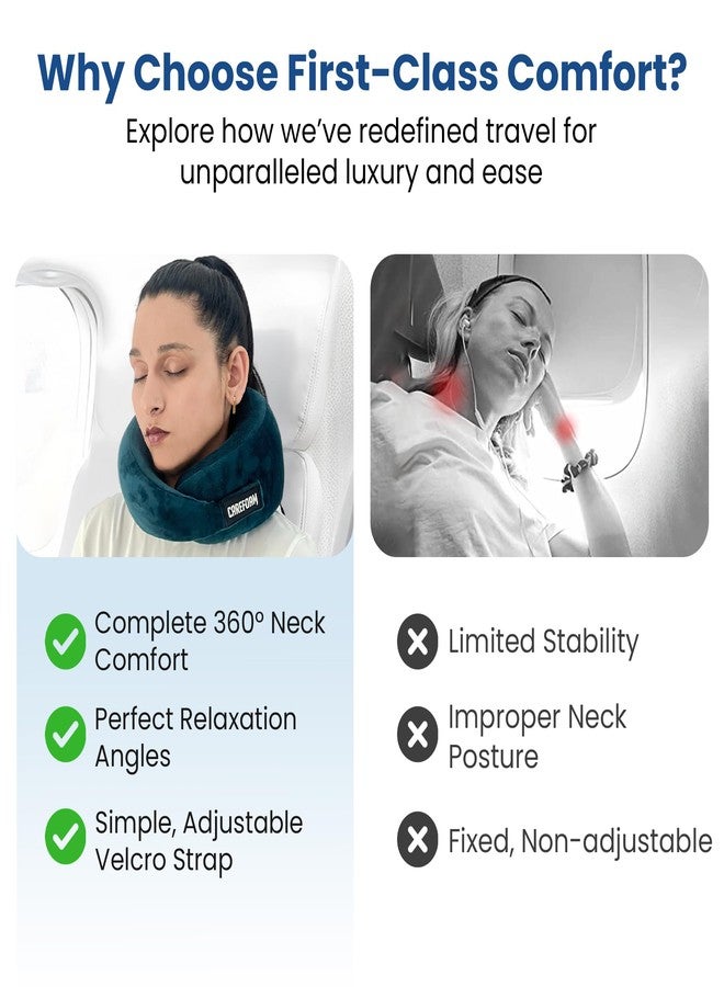 CareFoam وسادة كير فوم للسفر | وسادة رقبة فاخرة من إسفنج الذاكرة للسفر بالطائرة والنوم في السيارة | مسند رأس قابل للتعديل، وسادة سفر لدعم الرقبة أثناء النوم - Image 4